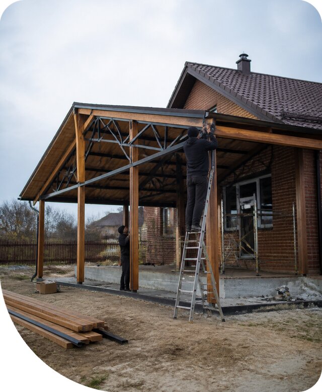 Пристройка навеса к дому и участку в Ртищеве под ключ
